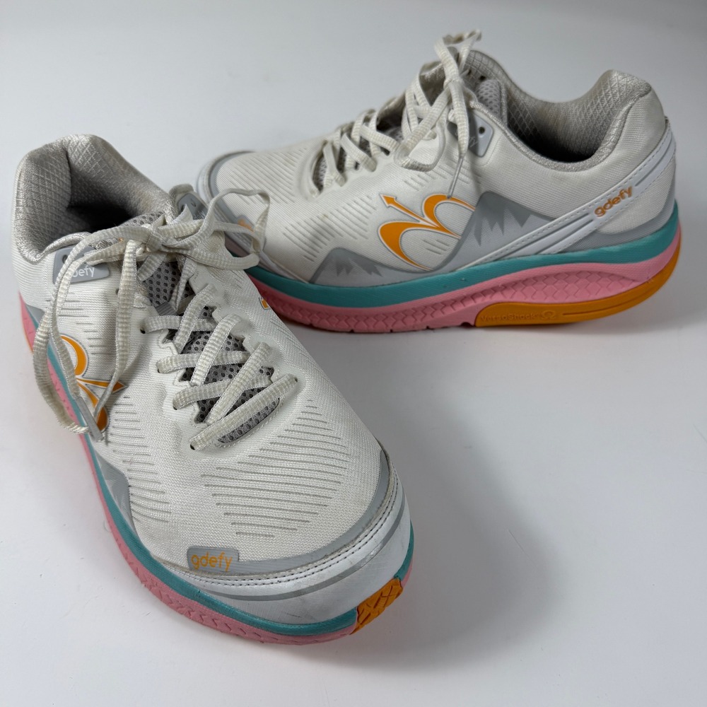 Gravity Defyer G-Defy Ion Women's 9.5 White Pink Teal Athletic Walking Sneakers